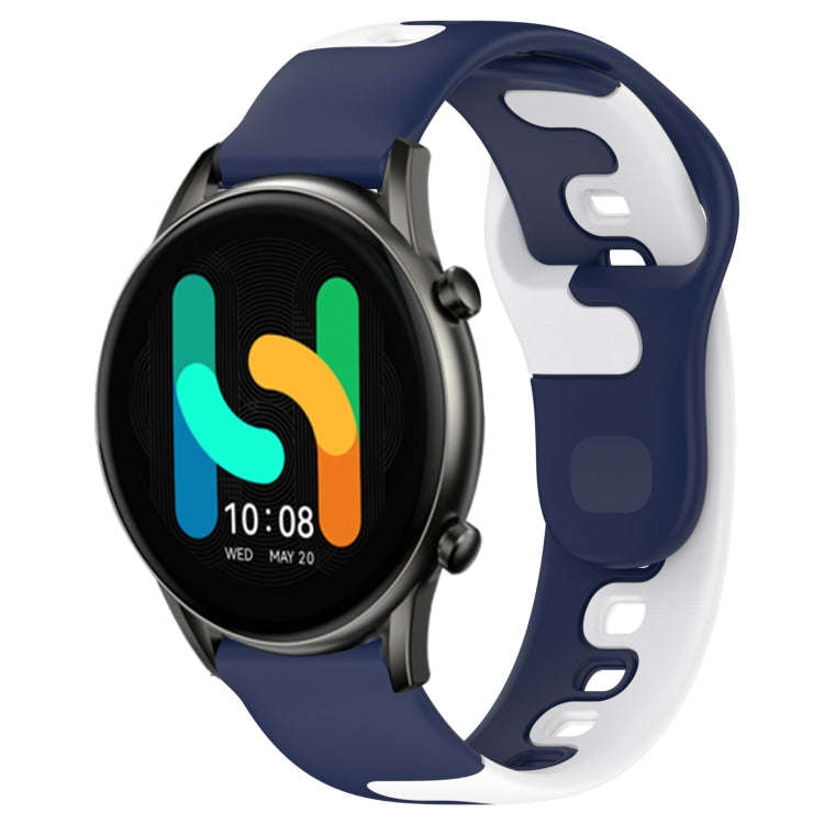 For Xiaomi Haylou RT2 LS10 22mm Double Color Silicone Watch Band(Blue+White)