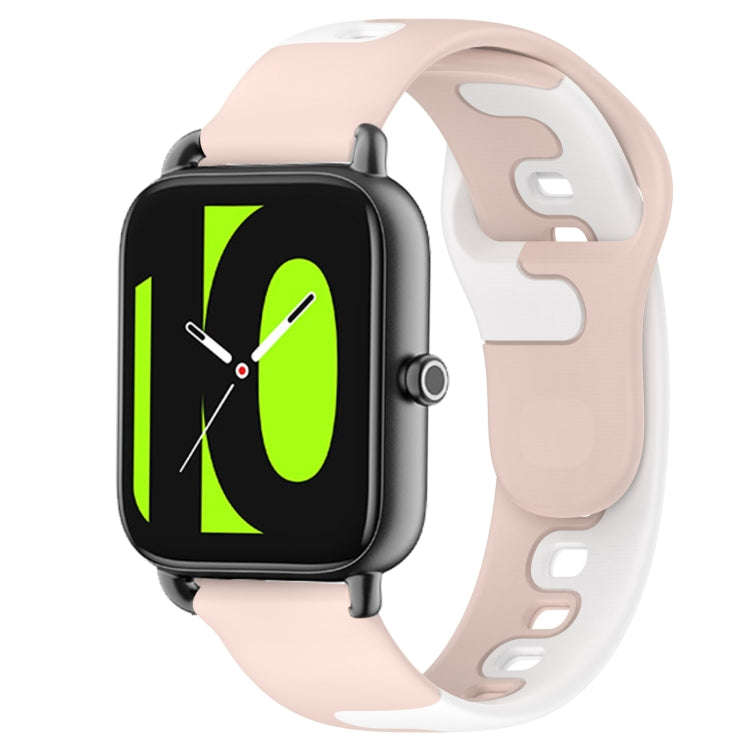 For Xiaomi Haylou RS4 LS12 22mm Double Color Silicone Watch Band(Pink+White)