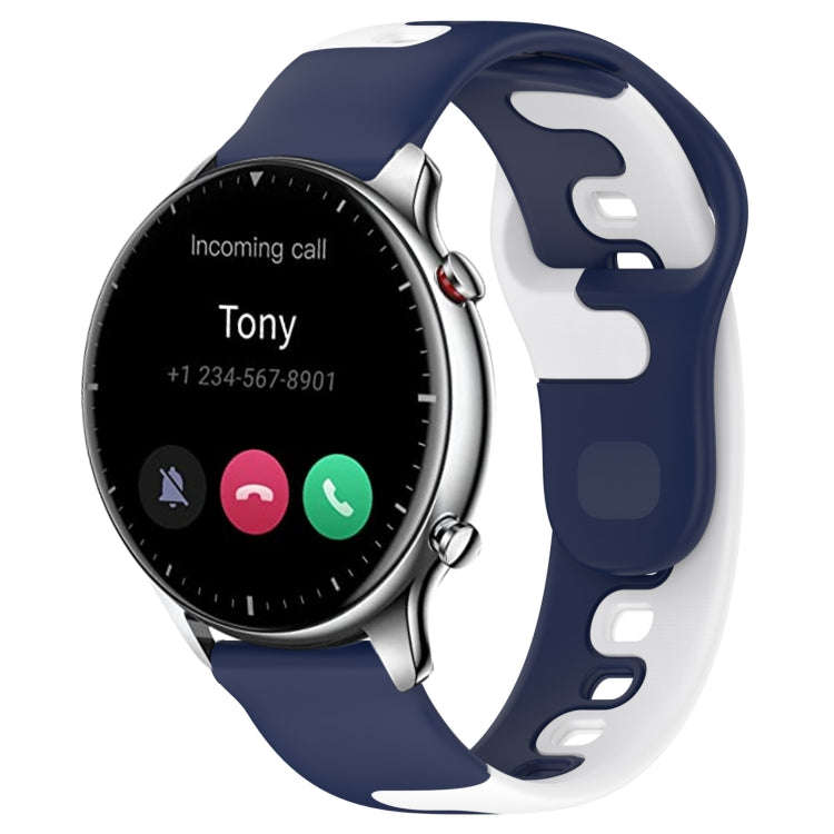 For Amazfit GTR 2 22mm Double Color Silicone Watch Band(Blue+White)