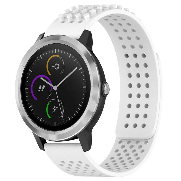For Garmin Vivoactive 3 20mm Holes Breathable 3D Dots Silicone Watch Band(White)
