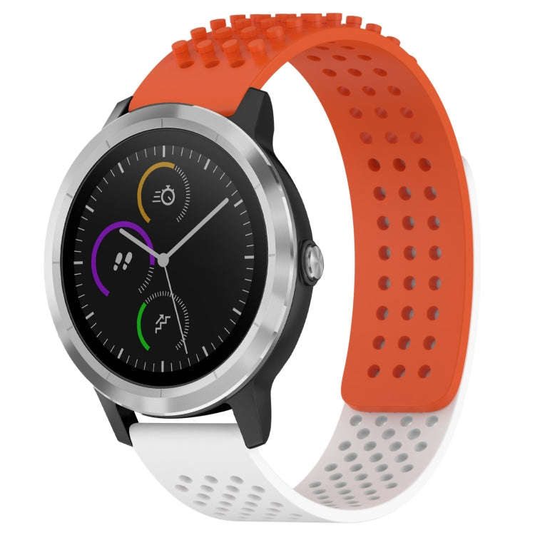 For Garmin Vivoactive 3 20mm Holes Breathable 3D Dots Silicone Watch Band(Orange+White)