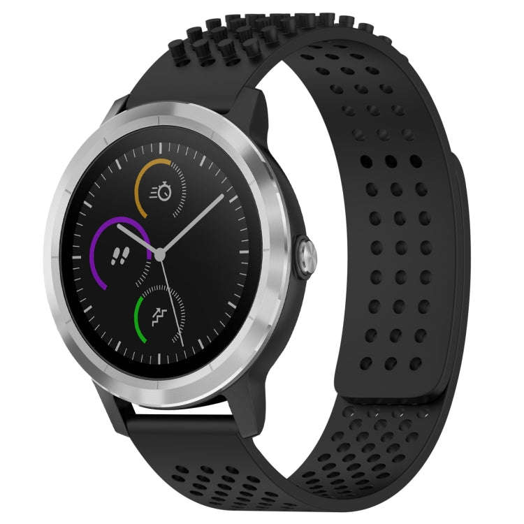 For Garmin Vivoactive 3 20mm Holes Breathable 3D Dots Silicone Watch Band(Black)