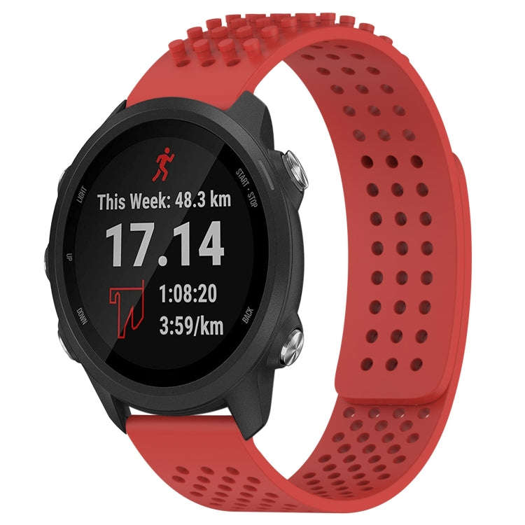 For Garmin Forerunner 245 Music 20mm Holes Breathable 3D Dots Silicone Watch Band(Red)