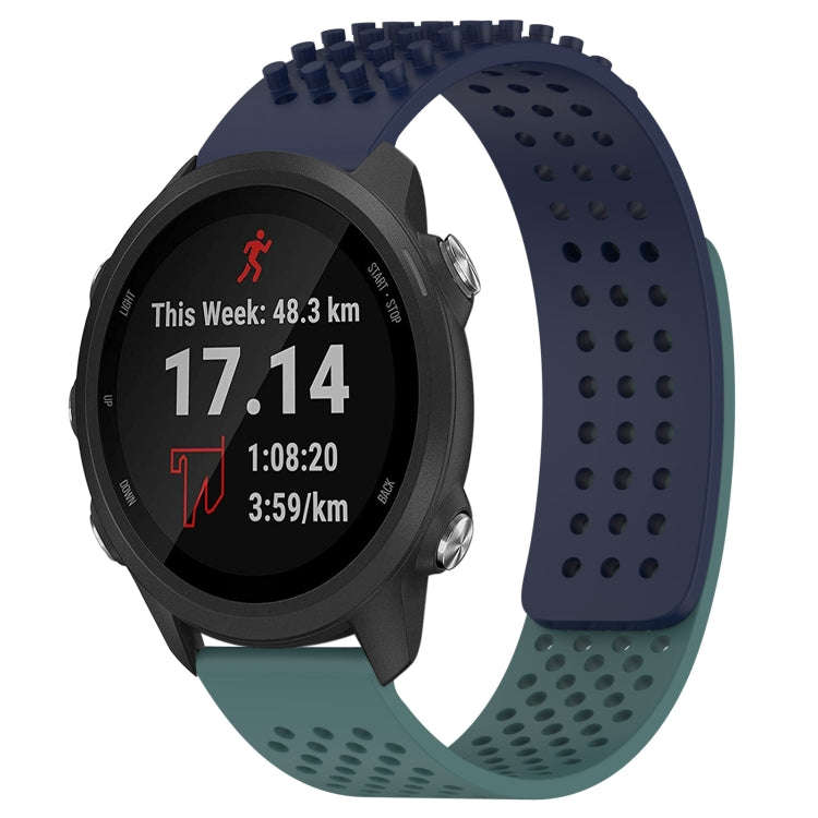 For Garmin Forerunner 245 Music 20mm Holes Breathable 3D Dots Silicone Watch Band(Midnight Blue+O...