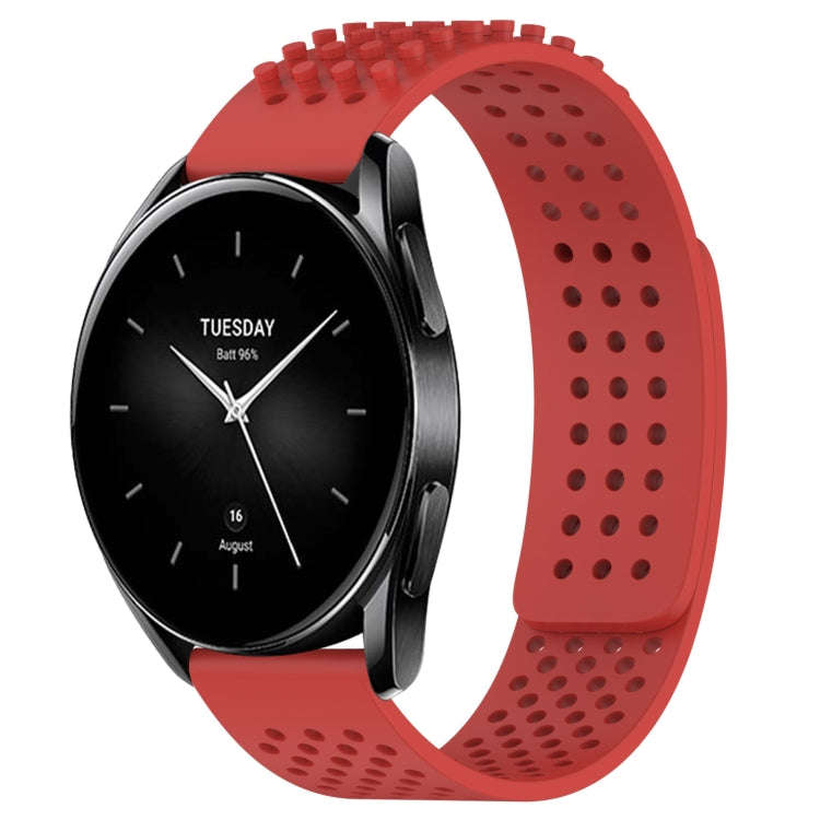 For Xiaomi Watch S2 42mm 22mm Holes Breathable 3D Dots Silicone Watch Band(Red)