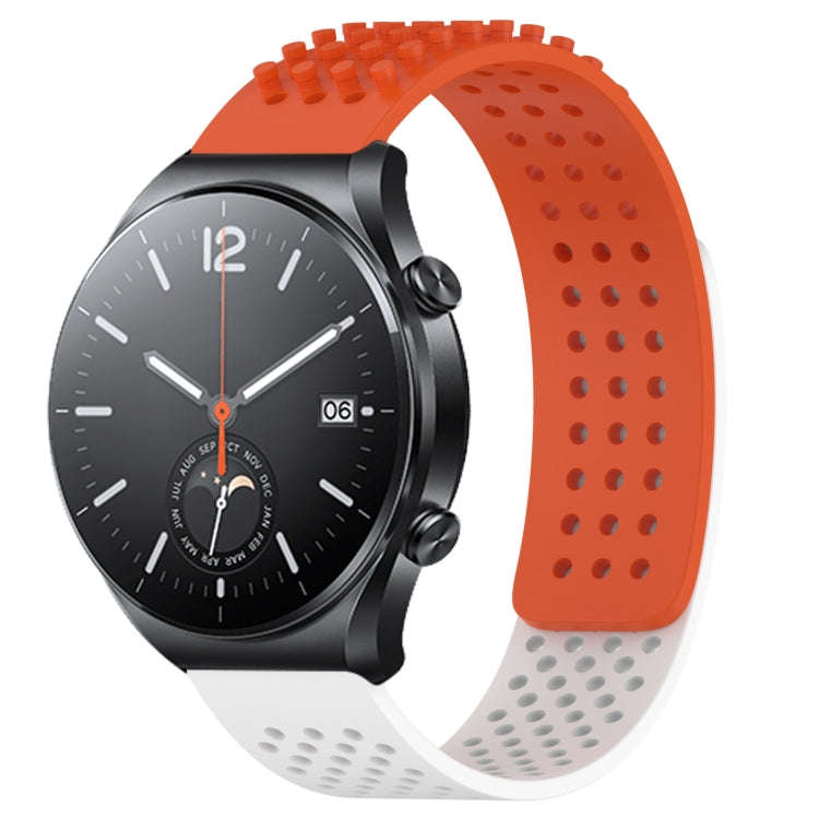 For Xiaomi MI Watch S1 22mm Holes Breathable 3D Dots Silicone Watch Band(Orange+White)