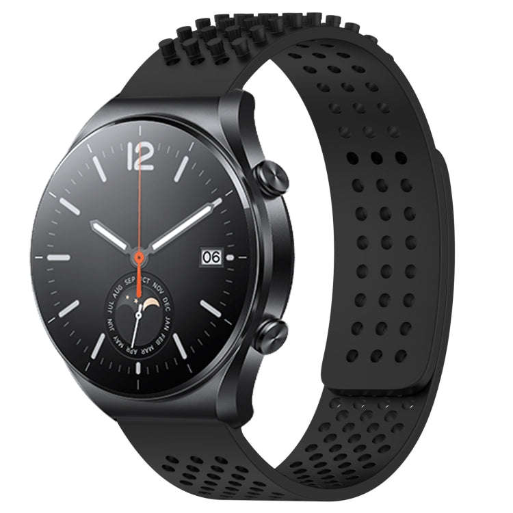 For Xiaomi MI Watch S1 22mm Holes Breathable 3D Dots Silicone Watch Band(Black)