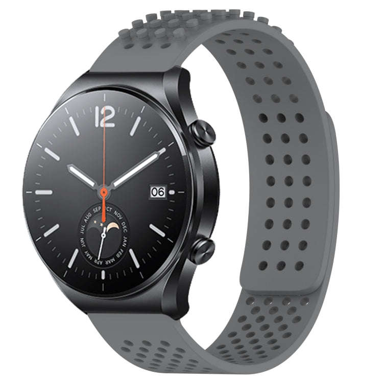 For Xiaomi MI Watch S1 22mm Holes Breathable 3D Dots Silicone Watch Band(Grey)