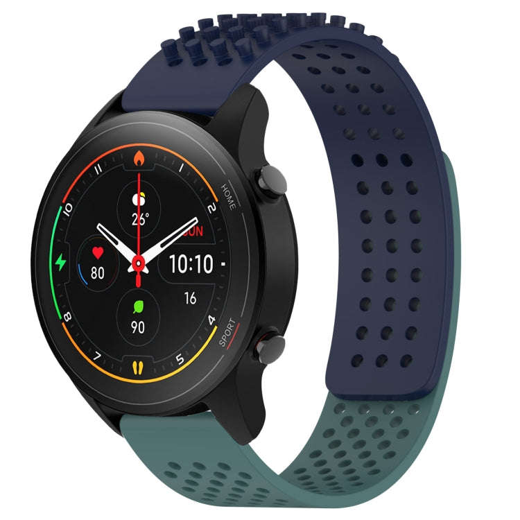 For Xiaomi MI Watch S1 Pro 22mm Holes Breathable 3D Dots Silicone Watch Band(Midnight Blue+Olive ...