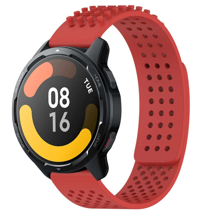 For Xiaomi Watch S1 Active 22mm Holes Breathable 3D Dots Silicone Watch Band(Red)