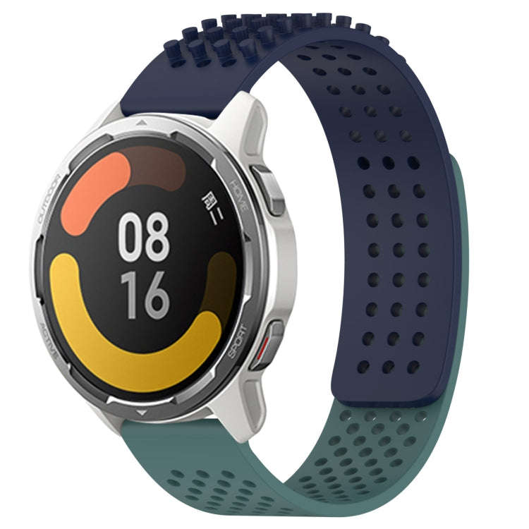 For Xiaomi MI Watch Color 2 22mm Holes Breathable 3D Dots Silicone Watch Band(Midnight Blue+Olive...