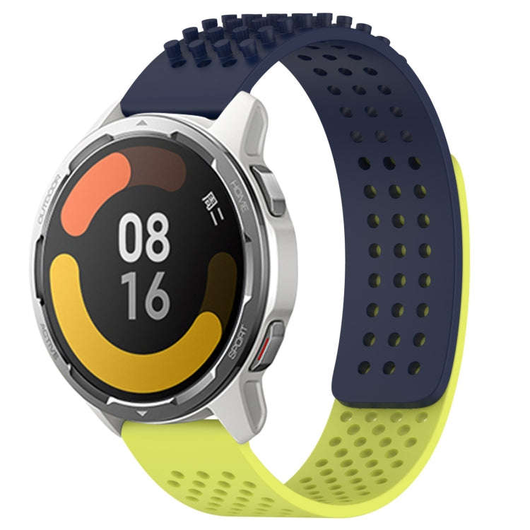 For Xiaomi MI Watch Color 2 22mm Holes Breathable 3D Dots Silicone Watch Band(Midnight Blue+Lime ...