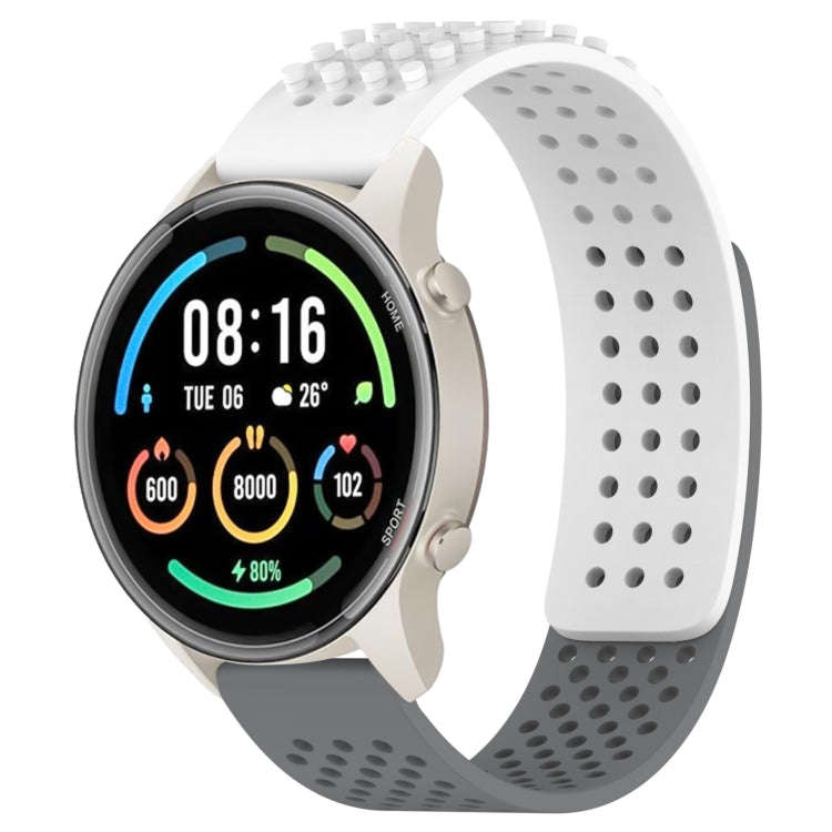 For Xiaomi MI Watch Sport 22mm Holes Breathable 3D Dots Silicone Watch Band(White+Grey)