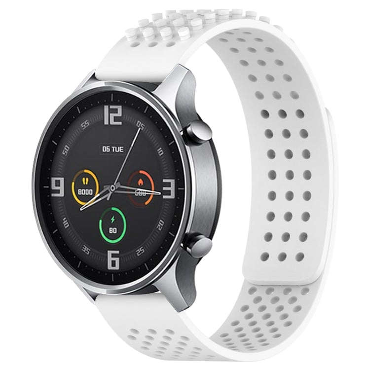 For Xiaomi MI Watch Color 22mm Holes Breathable 3D Dots Silicone Watch Band(White)
