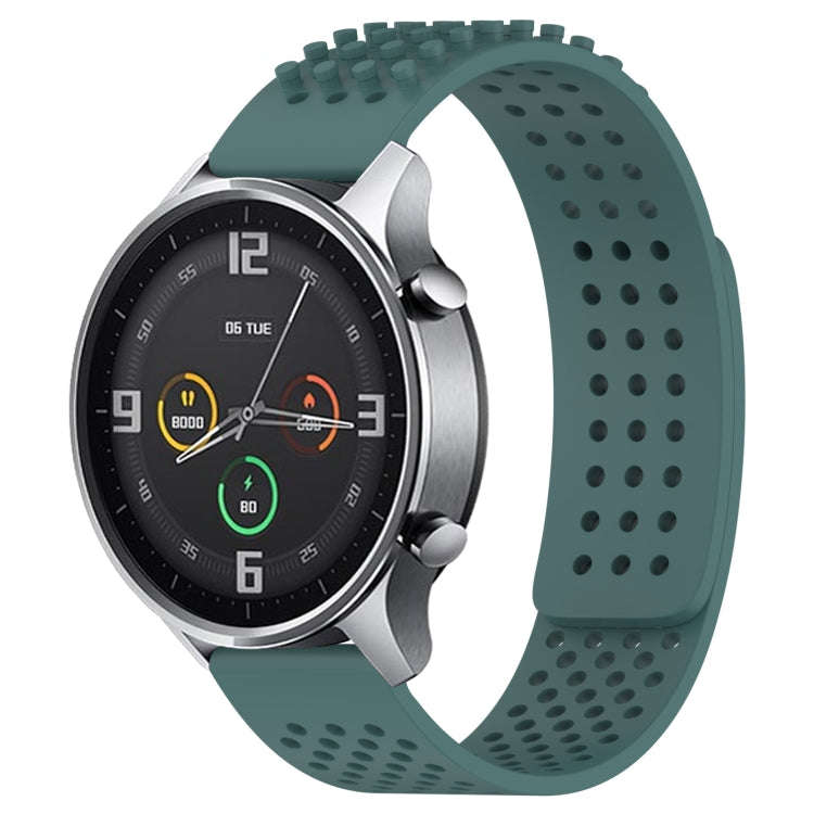 For Xiaomi MI Watch Color 22mm Holes Breathable 3D Dots Silicone Watch Band(Olive Green)