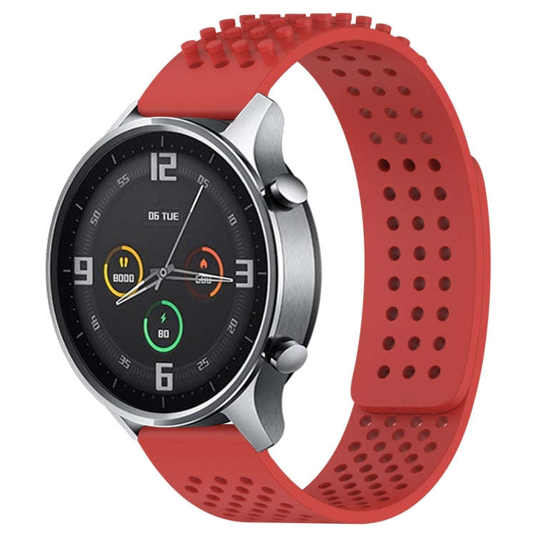 For Xiaomi MI Watch Color 22mm Holes Breathable 3D Dots Silicone Watch Band(Red)