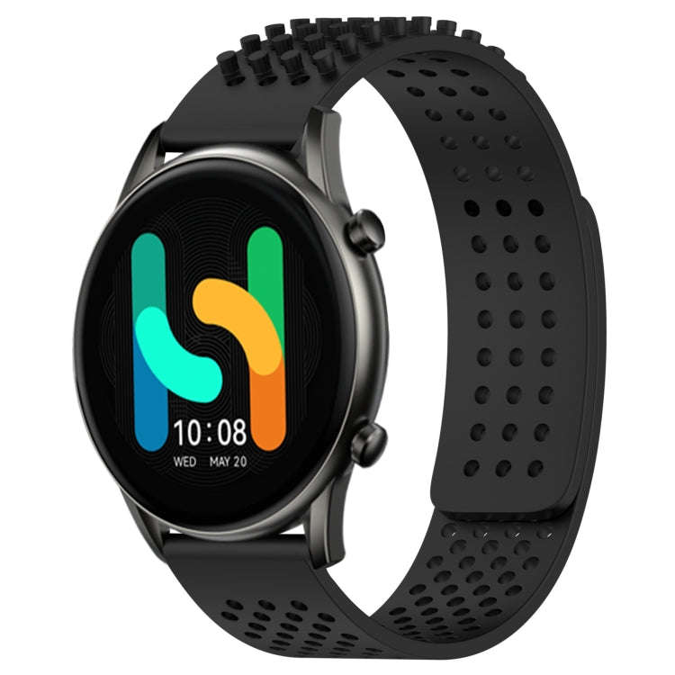 For Xiaomi Haylou RT2 LS10 22mm Holes Breathable 3D Dots Silicone Watch Band(Black)