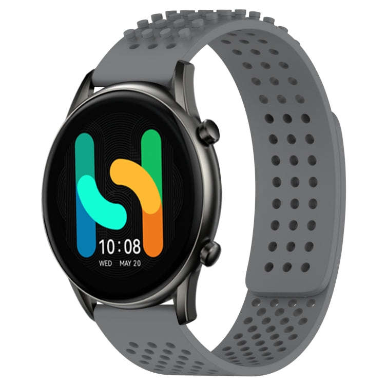 For Xiaomi Haylou RT2 LS10 22mm Holes Breathable 3D Dots Silicone Watch Band(Grey)