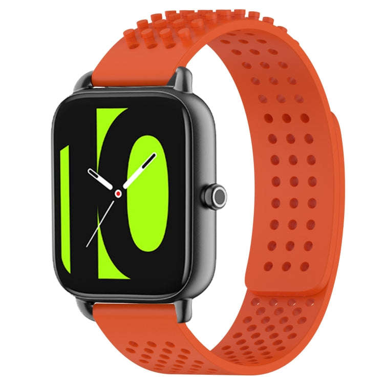 For Xiaomi Haylou RS4 LS12 22mm Holes Breathable 3D Dots Silicone Watch Band(Orange)