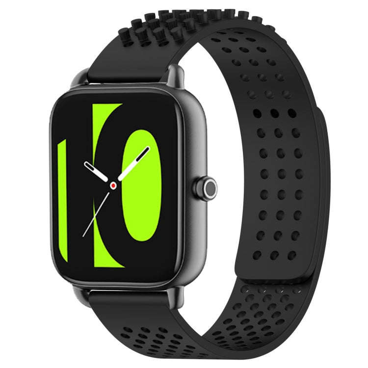 For Xiaomi Haylou RS4 LS12 22mm Holes Breathable 3D Dots Silicone Watch Band(Black)