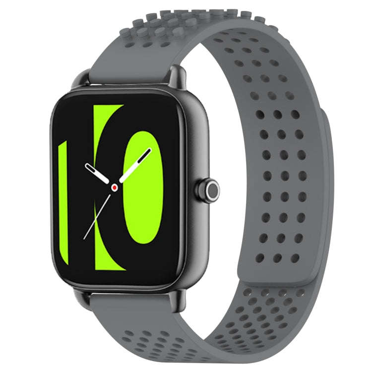 For Xiaomi Haylou RS4 LS12 22mm Holes Breathable 3D Dots Silicone Watch Band(Grey)
