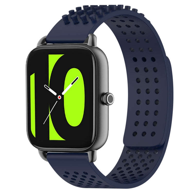 For Xiaomi Haylou RS4 LS12 22mm Holes Breathable 3D Dots Silicone Watch Band(Midnight Blue)