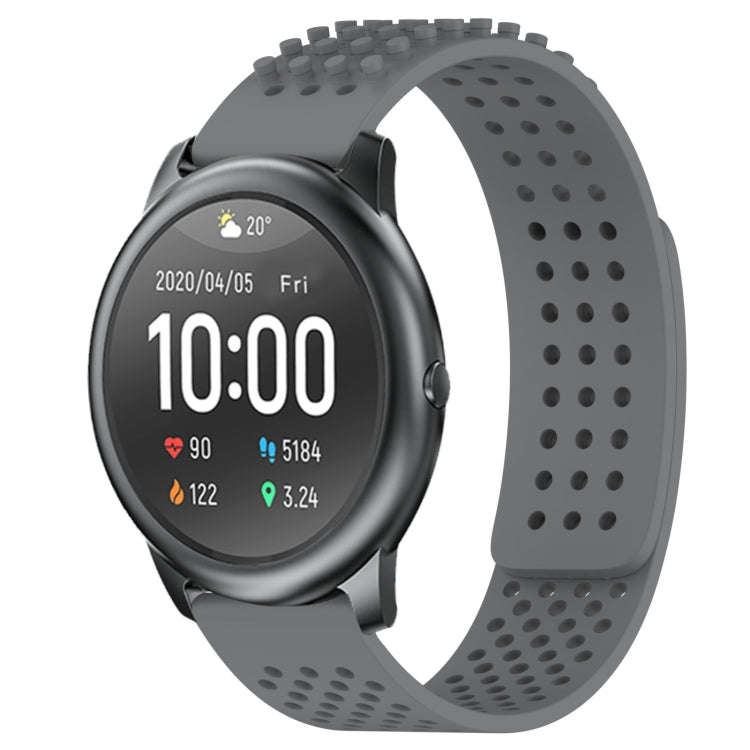 For Xiaomi Haylou RT LS05S 22mm Holes Breathable 3D Dots Silicone Watch Band(Grey)