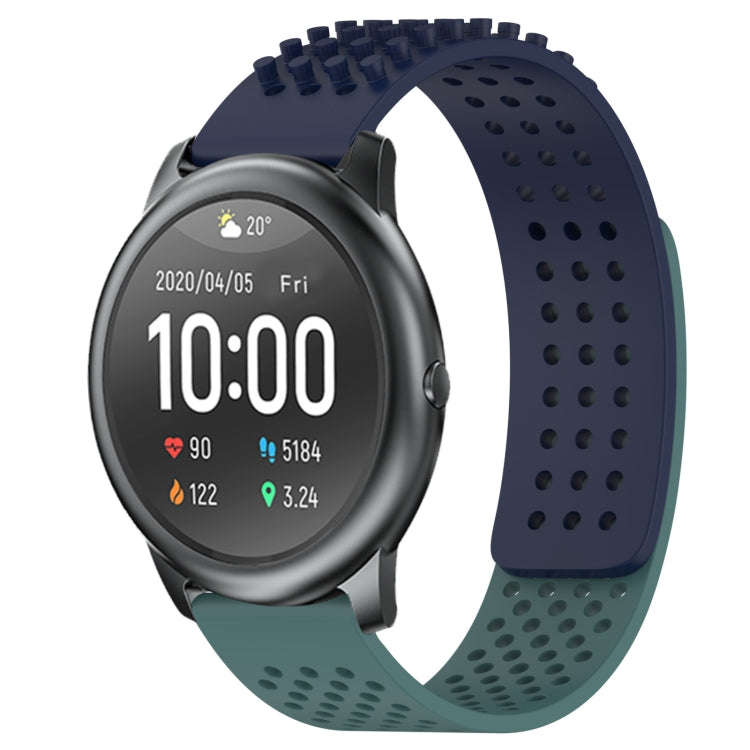 For Xiaomi Haylou RT LS05S 22mm Holes Breathable 3D Dots Silicone Watch Band(Midnight Blue+Olive ...