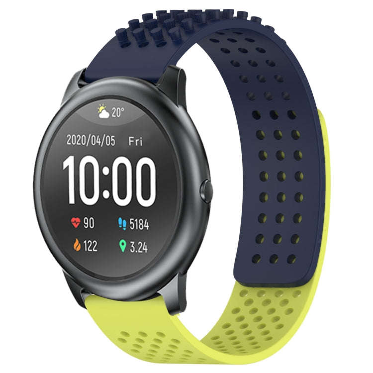 For Xiaomi Haylou RT LS05S 22mm Holes Breathable 3D Dots Silicone Watch Band(Midnight Blue+Lime G...