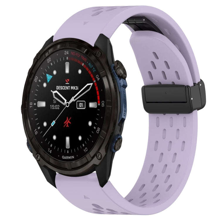 For Garmin Descent Mk3i 43mm Hole Folding Buckle 20mm Silicone Watch Band(Purple)