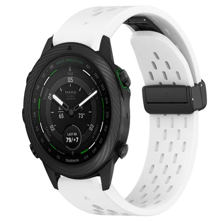 For Garmin MARQ Golfer Hole Folding Buckle 22mm Silicone Watch Band(White)