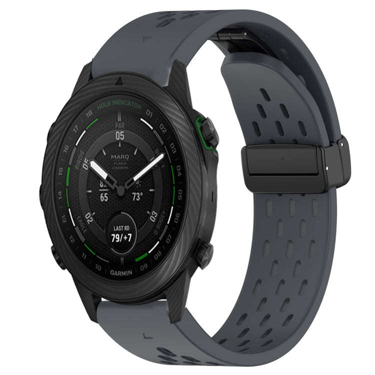 For Garmin MARQ Golfer Hole Folding Buckle 22mm Silicone Watch Band(Dark Gray)