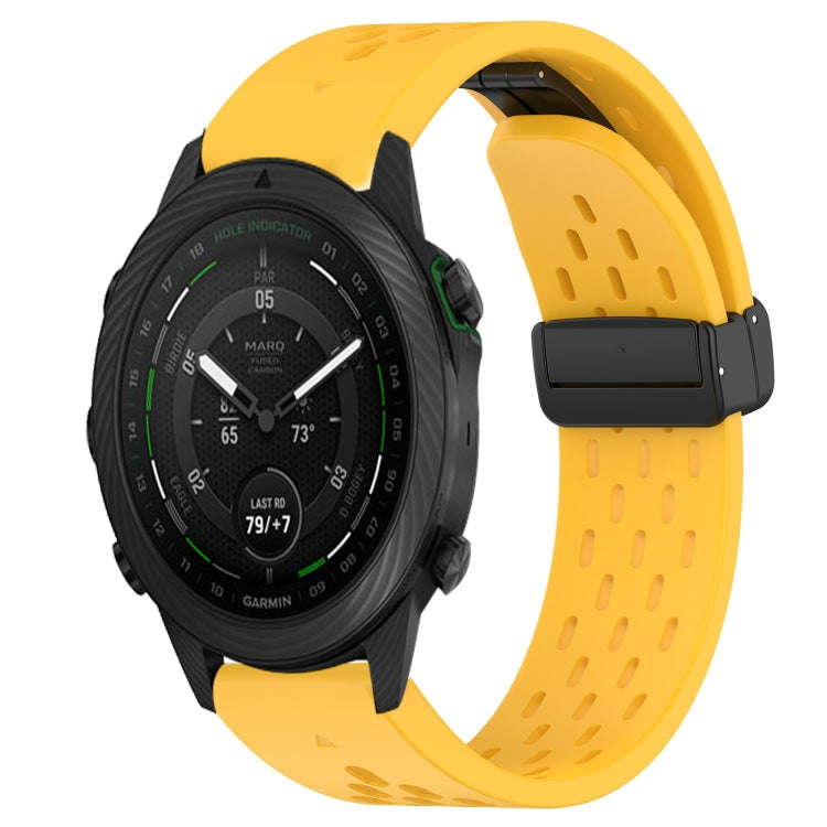 For Garmin MARQ Golfer Hole Folding Buckle 22mm Silicone Watch Band(Yellow)