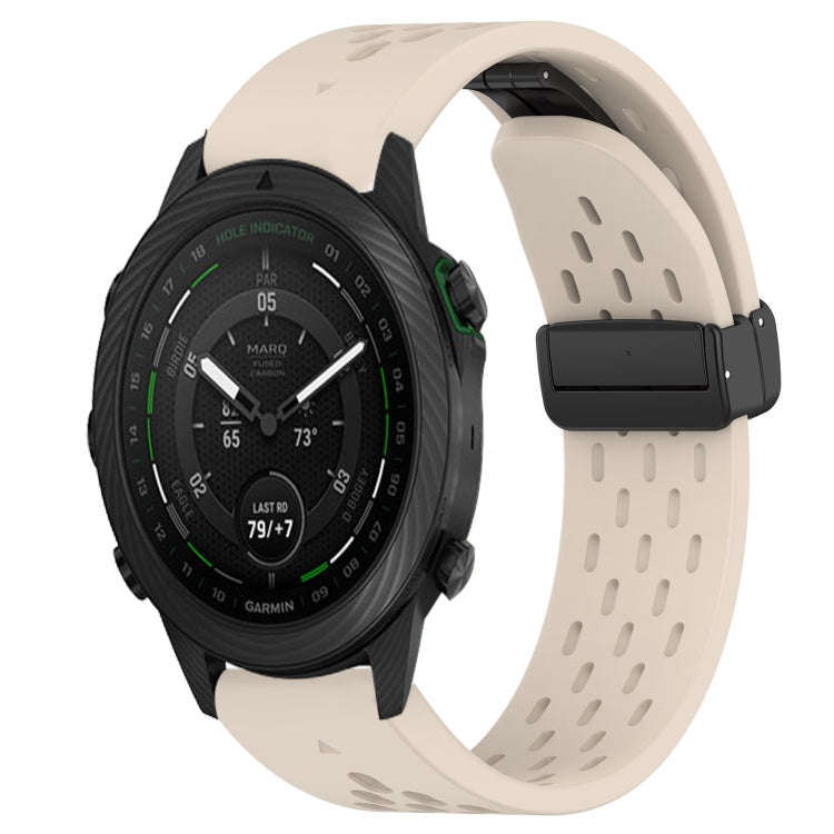 For Garmin MARQ Golfer Hole Folding Buckle 22mm Silicone Watch Band(Starlight Color)
