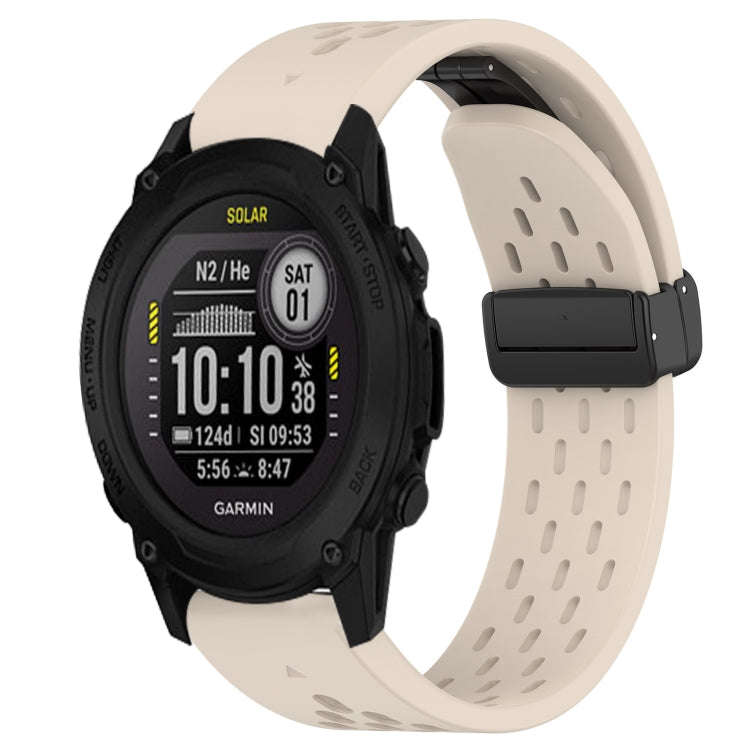 For Garmin Descent G1 Solar Hole Folding Buckle 22mm Silicone Watch Band(Starlight Color)