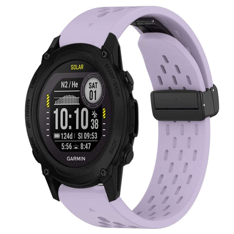For Garmin Descent G1 Solar Hole Folding Buckle 22mm Silicone Watch Band(Purple)