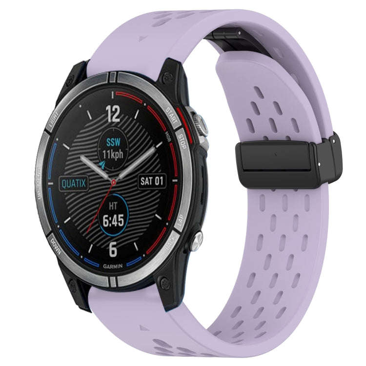 For Garmin Quatix 7 Hole Folding Buckle 22mm Silicone Watch Band(Purple)