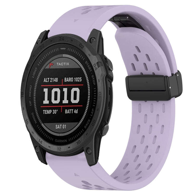 For Garmin Tactix 7 Hole Folding Buckle 26mm Silicone Watch Band(Purple)