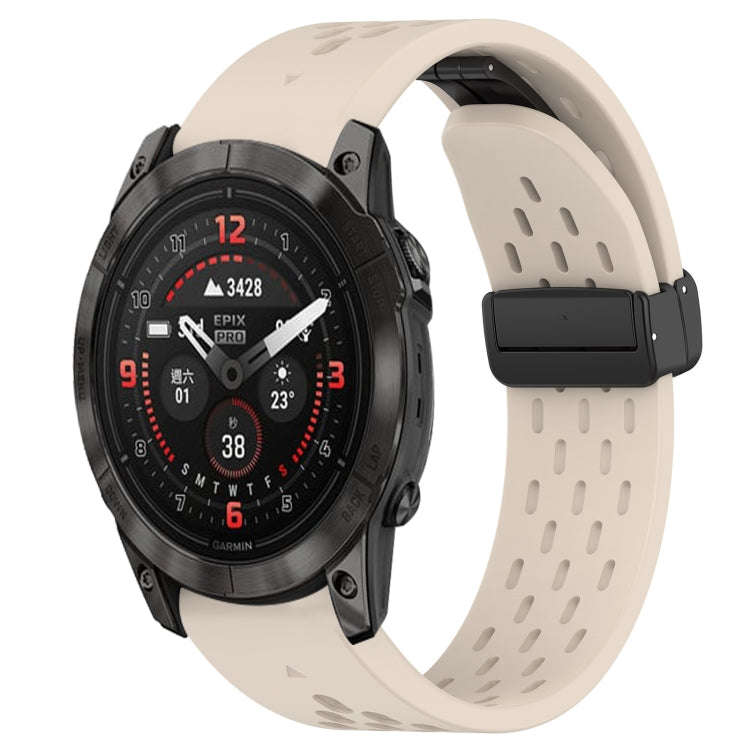 For Garmin Epix Pro 51mm Hole Folding Buckle 26mm Silicone Watch Band(Starlight Color)