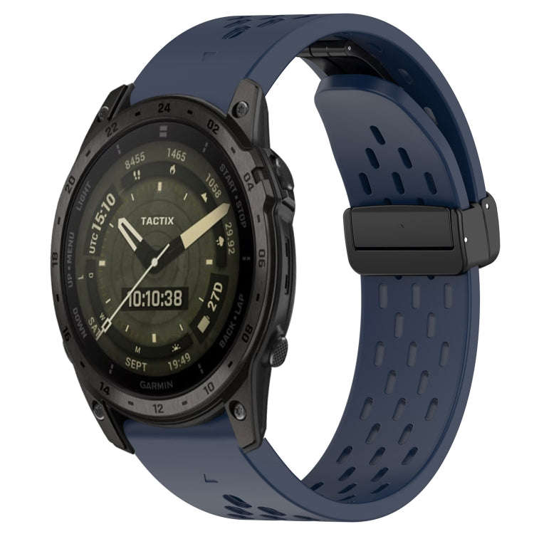 For Garmin Tactix 7 AMOLED Hole Folding Buckle 26mm Silicone Watch Band(Midnight Blue)