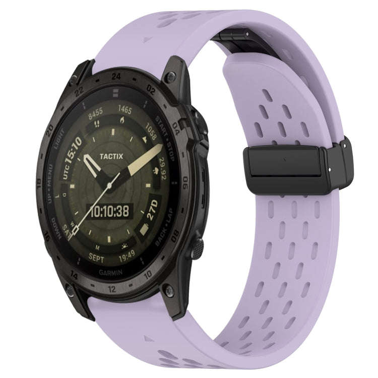 For Garmin Tactix 7 AMOLED Hole Folding Buckle 26mm Silicone Watch Band(Purple)