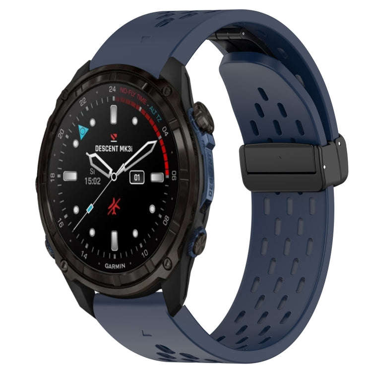 For Garmin Descent Mk3i 51mm Hole Folding Buckle 26mm Silicone Watch Band(Midnight Blue)