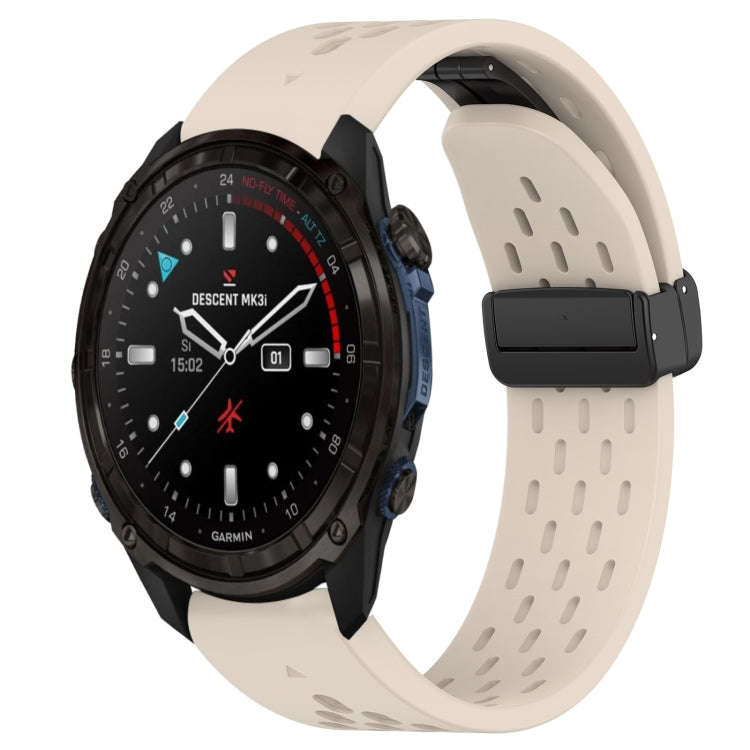 For Garmin Descent Mk3i 51mm Hole Folding Buckle 26mm Silicone Watch Band(Starlight Color)