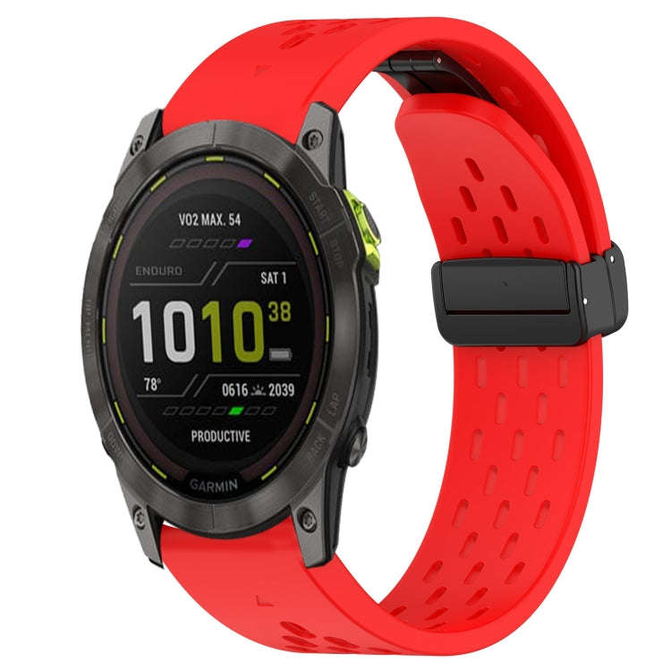 For Garmin Enduro 2 Hole Folding Buckle 26mm Silicone Watch Band(Red)