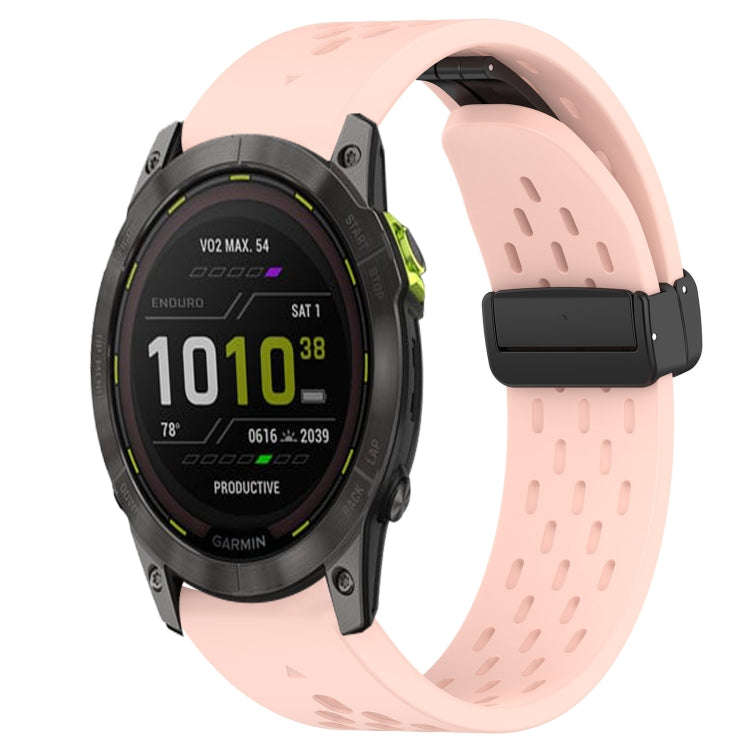 For Garmin Enduro 2 Hole Folding Buckle 26mm Silicone Watch Band(Pink)