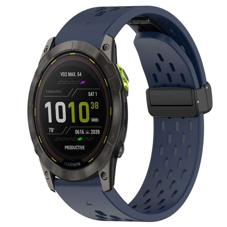 For Garmin Enduro 2 Hole Folding Buckle 26mm Silicone Watch Band(Midnight Blue)