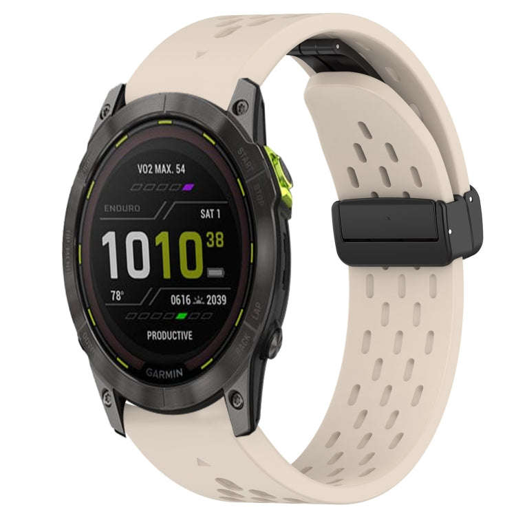 For Garmin Enduro 2 Hole Folding Buckle 26mm Silicone Watch Band(Starlight Color)