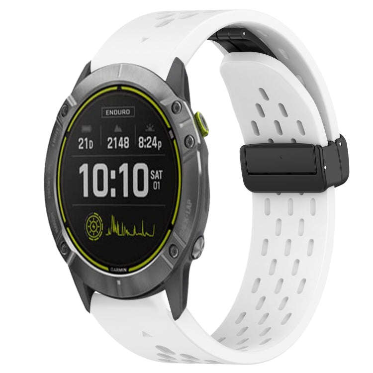For Garmin Enduro Hole Folding Buckle 26mm Silicone Watch Band(White)