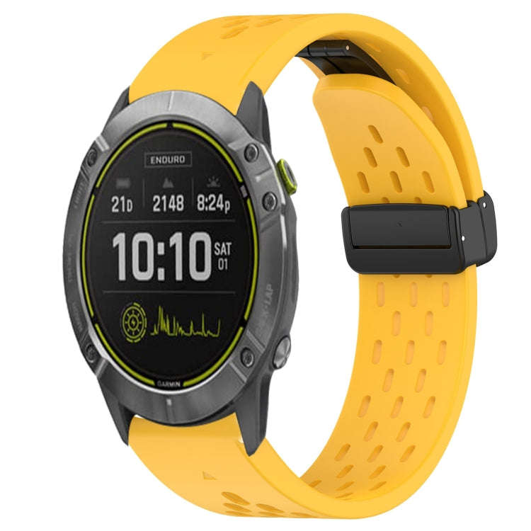 For Garmin Enduro Hole Folding Buckle 26mm Silicone Watch Band(Yellow)