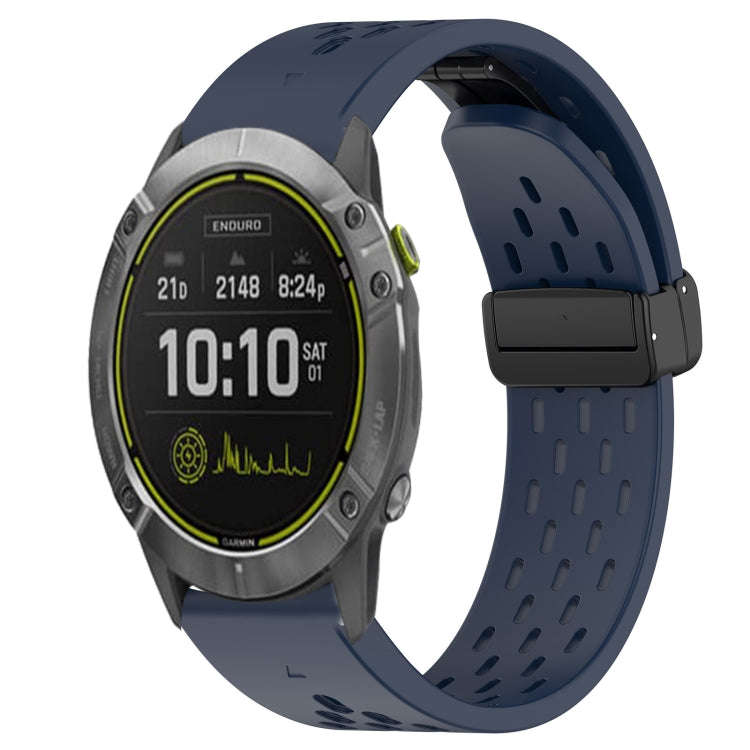 For Garmin Enduro Hole Folding Buckle 26mm Silicone Watch Band(Midnight Blue)